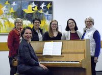 Sängerinnen Christiane, Beatrice, Anna, Sabine und Anette, sowie die Chorleiterin Christiane Schmidt werben um Sängerinnen und Sänger für den Laarer Chor